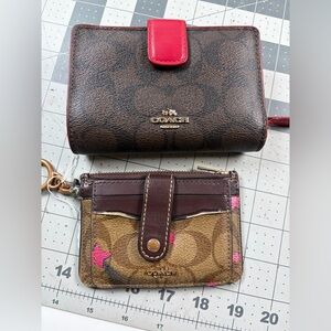 2 Coach Brown and Red Wallet Set